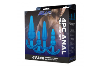Тренировочный набор из 4 голубых анальных плагов Anal Training Set