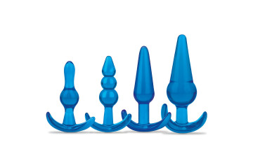 Тренировочный набор из 4 голубых анальных плагов Anal Training Set