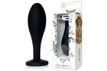 Черная анальная втулка с прозрачным кристаллом - 9,2 см.