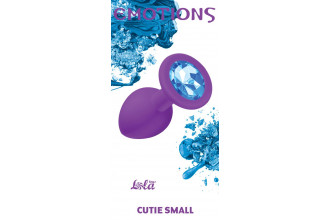 Малая фиолетовая анальная пробка Emotions Cutie Small с голубым кристаллом - 7,5 см.