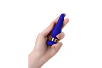 Синяя силиконовая анальная втулка с ограничителем - 10 см. Синяя силиконовая анальная втулка с ограничителем - 10 см.