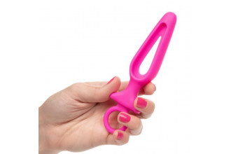Розовая силиконовая пробка с прорезью Silicone Groove Probe - 10,25 см.