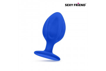 Синяя силиконовая анальная пробка - 7 см.