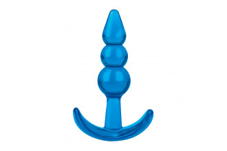 Голубой анальный плаг Beginners Beaded Plug - 9,5 см.
