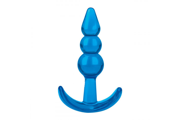 Голубой анальный плаг Beginners Beaded Plug - 9,5 см.