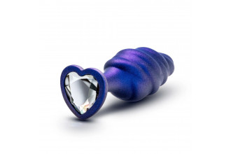 Фиолетовая анальная пробка с кристаллом-сердцем Matrix Bumped Bling Plug - 11,4 см.