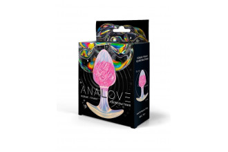 Розоватая анальная пробка со спиралевидным рельефом - 9 см.