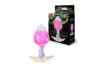 Розоватая анальная пробка со спиралевидным рельефом - 9 см.