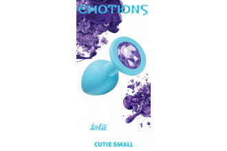 Малая голубая анальная пробка Emotions Cutie Small с фиолетовым кристаллом - 7,5 см.