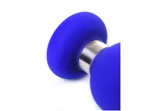 Синяя силиконовая анальная втулка с ограничителем - 13 см.