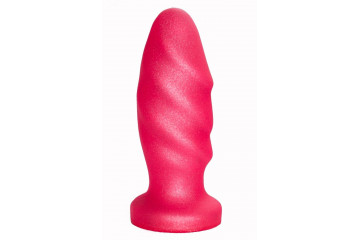 Розовая анальная пробка с рельефом - 12,9 см.