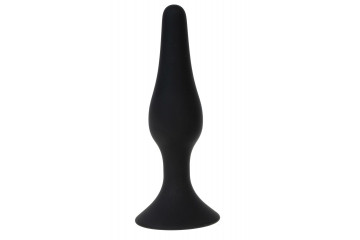 Черная силиконовая анальная пробка размера XL - 15 см.