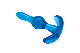 Голубой анальный стимулятор Tear Drop Butt Plug - 8,9 см.