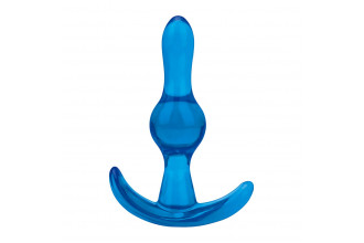 Голубой анальный стимулятор Tear Drop Butt Plug - 8,9 см.
