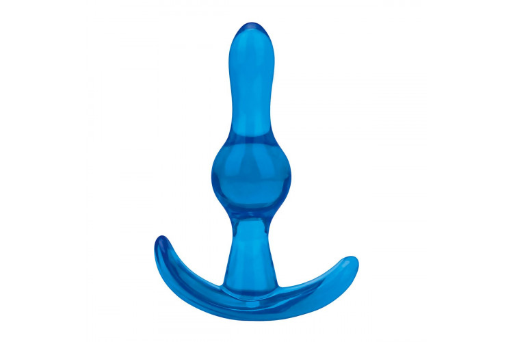 Голубой анальный стимулятор Tear Drop Butt Plug - 8,9 см.