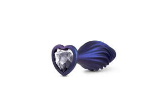 Фиолетовая анальная пробка с кристаллом-сердцем Matrix Swirling Bling Plug - 11,4 см.