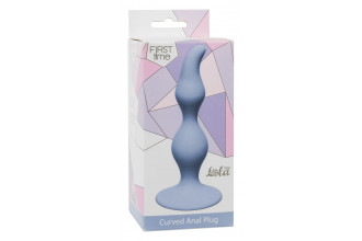 Голубая анальная пробка Curved Anal Plug Blue - 12,5 см.