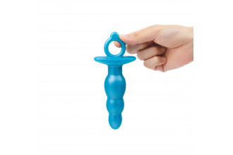 Голубая анальная пробка-елочка из силикона Bounce Plug - 14,3 см.