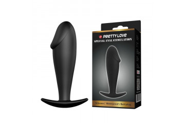 Чёрный анальный фаллос-пробка из силикона - 10 см.