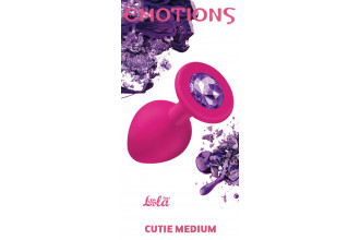 Средняя розовая анальная пробка Emotions Cutie Medium с фиолетовым кристаллом - 8,5 см.