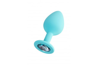 Мятная анальная втулка Brilliant с прозрачным кристаллом - 8 см.