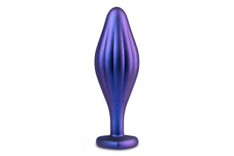 Фиолетовая анальная пробка с кристаллом-сердцем Matrix Wavy Bling Plug - 11,4 см.