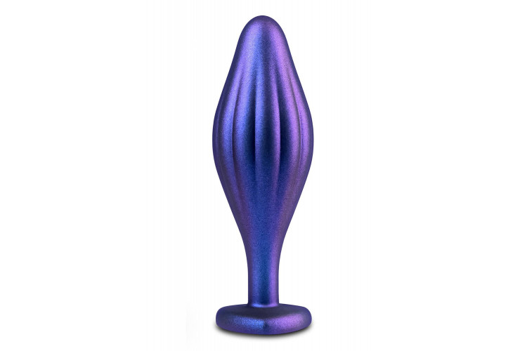 Фиолетовая анальная пробка с кристаллом-сердцем Matrix Wavy Bling Plug - 11,4 см.