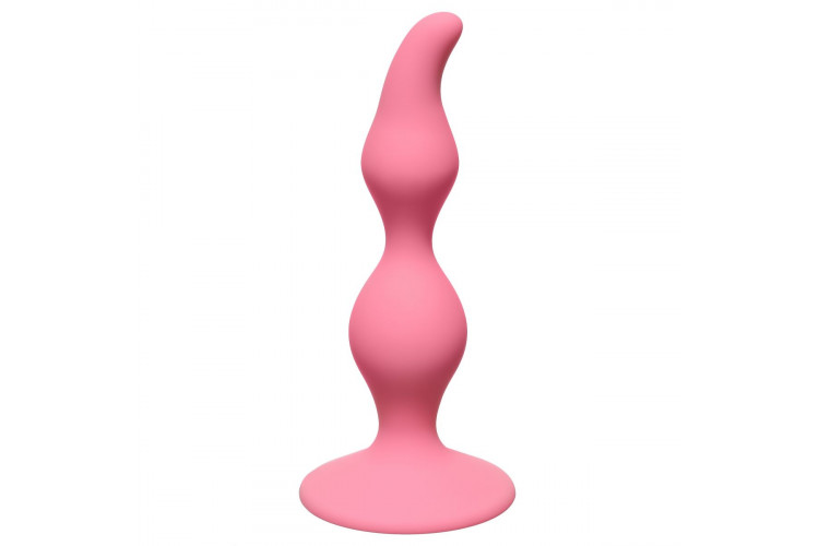 Розовая анальная пробка Curved Anal Plug Pink - 12,5 см.