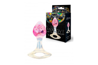 Розоватая анальная пробка с ручкой - 8,5 см.