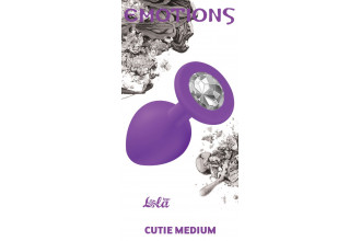 Средняя фиолетовая анальная пробка Emotions Cutie Medium с прозрачным кристаллом - 8,5 см.