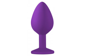 Средняя фиолетовая анальная пробка Emotions Cutie Medium с прозрачным кристаллом - 8,5 см.