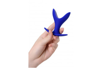 Синяя силиконовая расширяющая анальная пробка Bloom - 8,5 см.