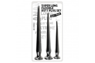 Набор из 3 длинных анальных пробок Super Long Flexible Butt Plug Set
