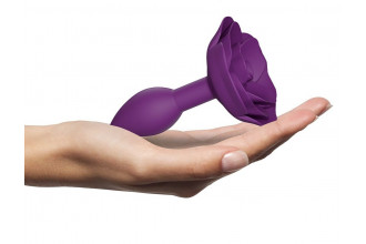Фиолетовая анальная пробка с ограничителем-розой Open Rose Size S Butt Plug
