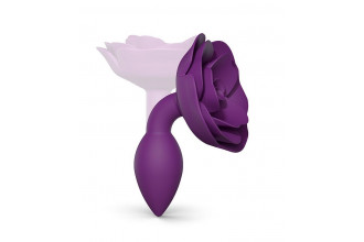 Фиолетовая анальная пробка с ограничителем-розой Open Rose Size S Butt Plug