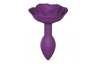 Фиолетовая анальная пробка с ограничителем-розой Open Rose Size S Butt Plug