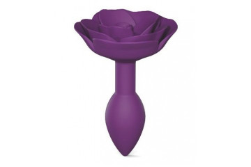 Фиолетовая анальная пробка с ограничителем-розой Open Rose Size S Butt Plug