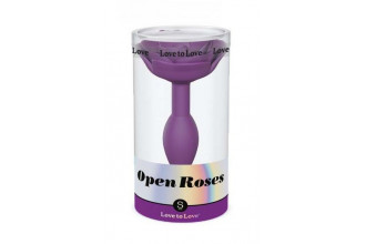 Фиолетовая анальная пробка с ограничителем-розой Open Rose Size S Butt Plug