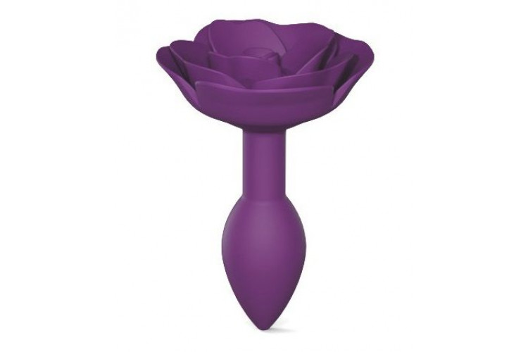 Фиолетовая анальная пробка с ограничителем-розой Open Rose Size S Butt Plug