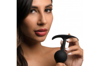 Черная анальная пробка с утяжелением Premium Silicone 3.9 Weighted Round Plug - 9,9 см.