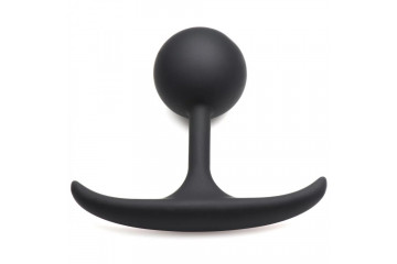 Черная анальная пробка с утяжелением Premium Silicone 3.9 Weighted Round Plug - 9,9 см.