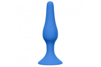 Синяя анальная пробка Slim Anal Plug Large - 12,5 см.