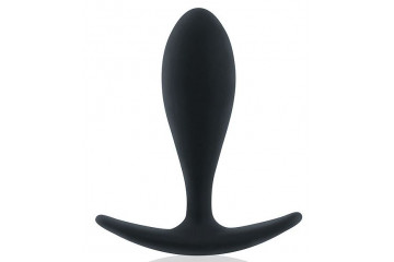 Черная силиконовая анальная пробка - 9,5 см.