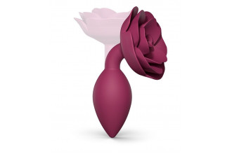 Сливовая анальная пробка с ограничителем-розой Open Rose Size M Butt Plug