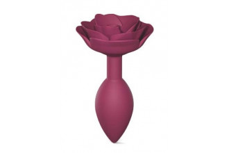 Сливовая анальная пробка с ограничителем-розой Open Rose Size M Butt Plug