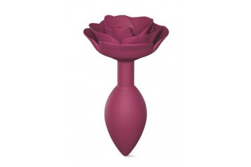 Сливовая анальная пробка с ограничителем-розой Open Rose Size M Butt Plug