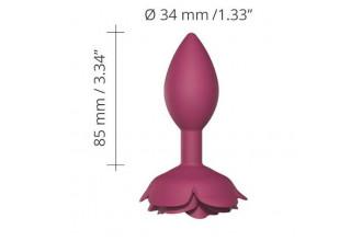 Сливовая анальная пробка с ограничителем-розой Open Rose Size M Butt Plug