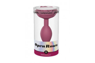 Сливовая анальная пробка с ограничителем-розой Open Rose Size M Butt Plug