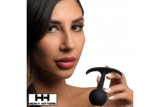 Черная анальная пробка с утяжелением Premium Silicone 3.3 Weighted Round Plug - 8,4 см.
