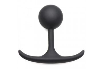 Черная анальная пробка с утяжелением Premium Silicone 3.3 Weighted Round Plug - 8,4 см.